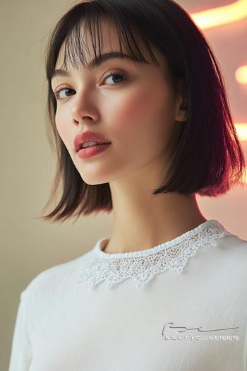 Stunning black bob hairstyle with vibrant neon lights in Granada